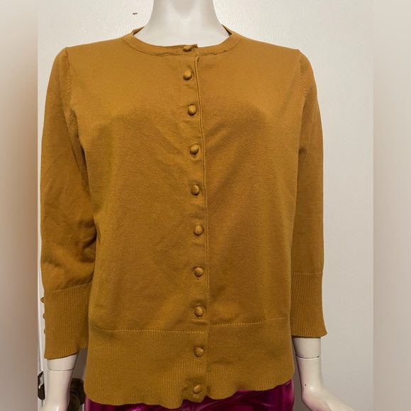 Philosophy Size XL Mustard Yellow cardigan sweater button front business casual - Picture 1 of 4